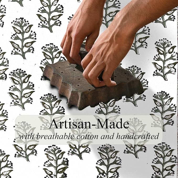 Evergreen Hand Block Print 100% Cotton Reusable Table Runner 16" X 90" Inches - Image 5