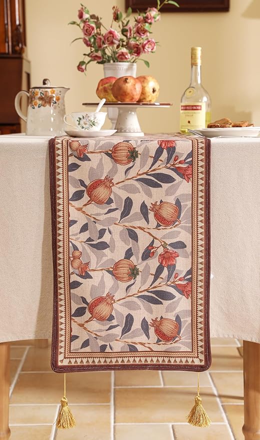 Patdrea Designer French Vintage Linen Table Runner, Floral Pattern, - Image 8