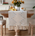 Boho Table Runner 13 x 60 Inch Long Natural Cotton Woven Runner by Caflife