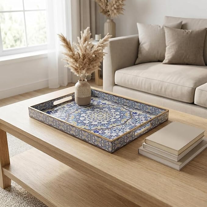 Boho Decorative Tray, Modern Blue Serving Tray - Image 10