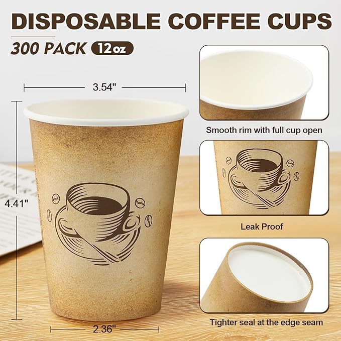 Clawsoff 1000 Pack 12 oz Coffee Cups Disposable Hot Paper Cups | Disposable - Image 2
