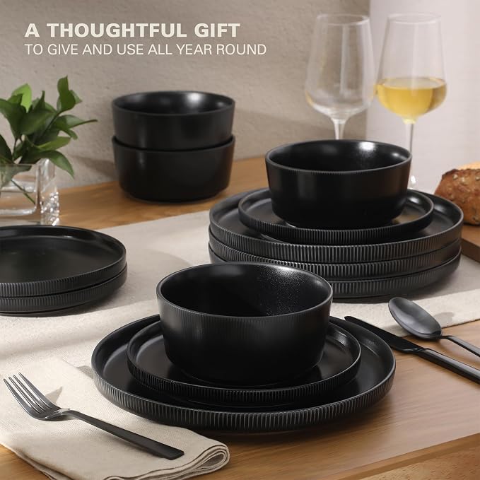 Gibson Home Dempsey Road 12-Piece Stoneware Dinnerware Set – Service - Image 5