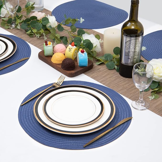 SHACOS Round Placemats Set of 6 Washable 15 inch Round Table Mats Cotton - Image 6