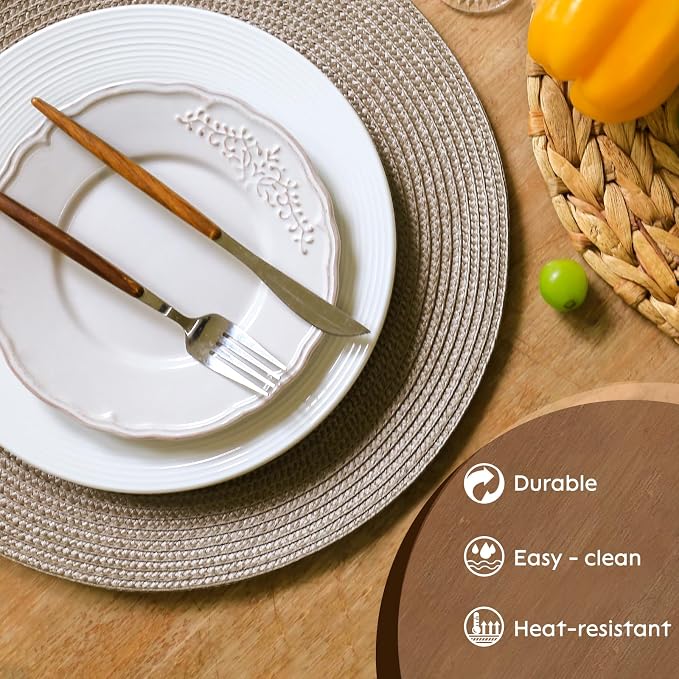 FunWheat Round Braided Placemats Set of 4 Table Mats - Image 3