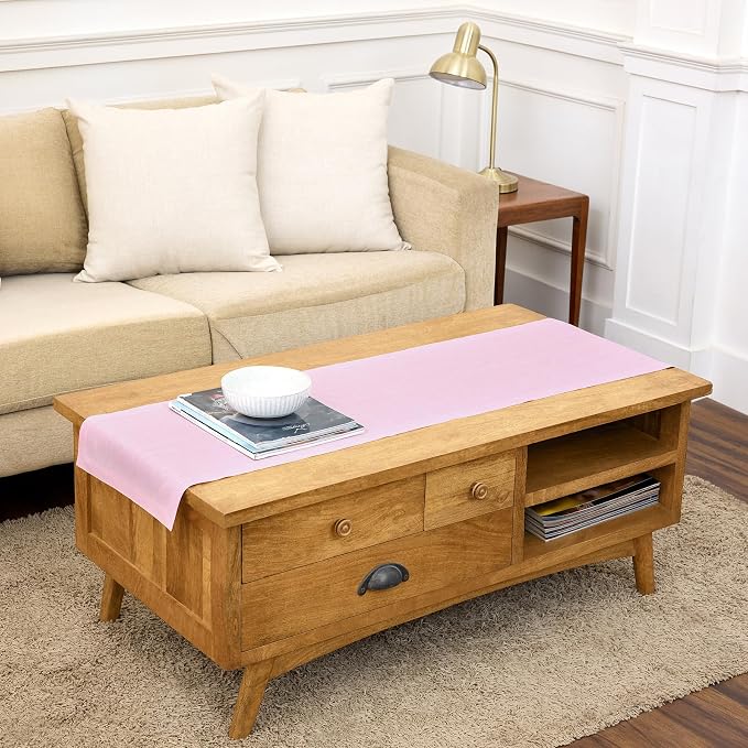 Solino Home 100% Pure Linen Dining Table Runner Pink, Athena 14 x 48 in | Table by SolinoHome