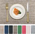 Vinyl Placemats Set of 8, PVC Woven Washable Non-Slip Table Mats, Heat by LANDVIEW