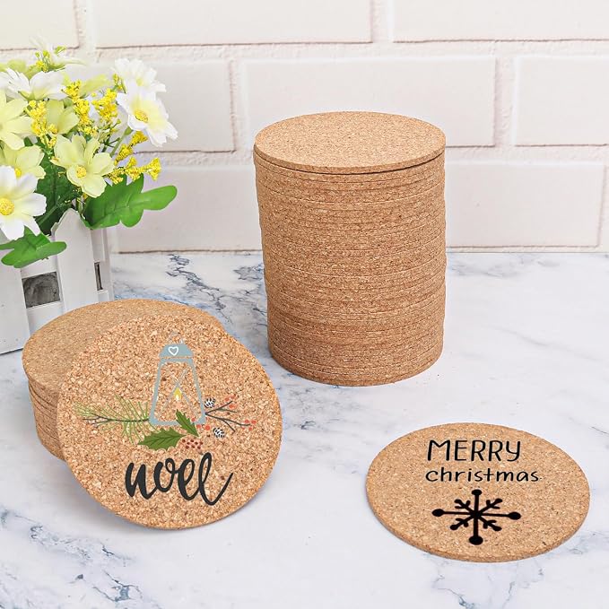 180 Pack 3.5 Inch Round Cork Coasters, Cork Drink Coasters - Image 4