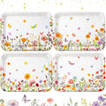 4 Pieces Wildflower Serving Trays Flower Melamine Platters Reusable Rectangle by Tiangrid