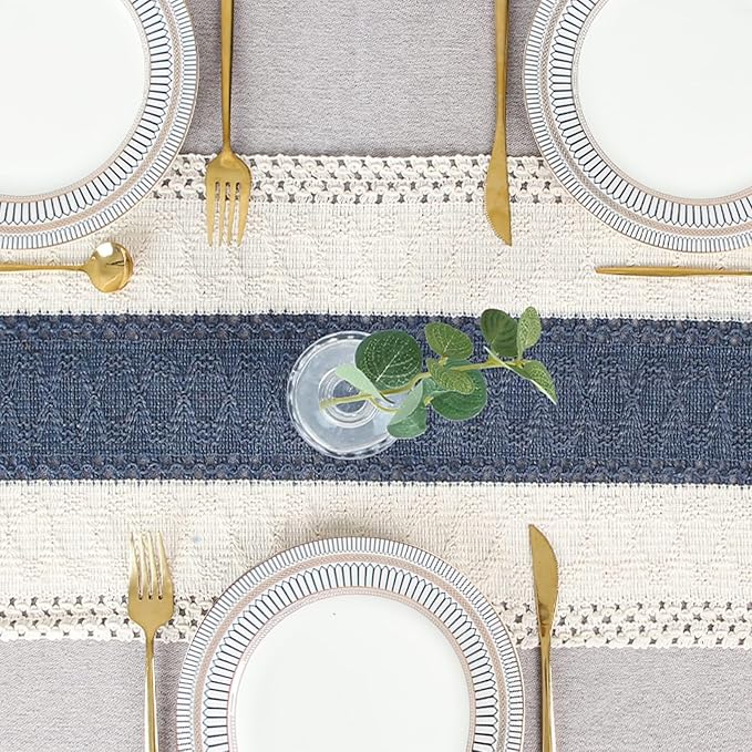 Boho Table Runner for Home Decor 12x90 Blue Fall Rustic Decorations | 90 Inches - Image 6