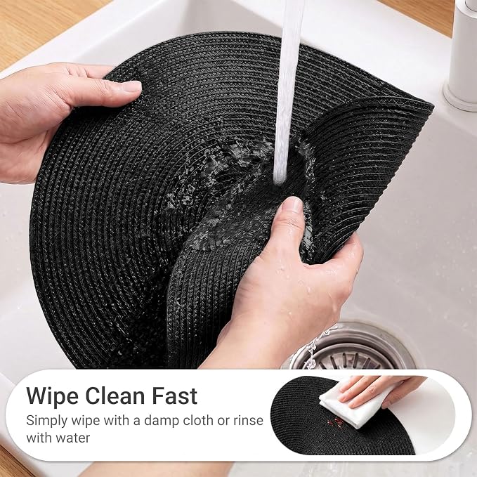 FunWheat Round Braided Placemats Set of 4 Table Mats - Image 4