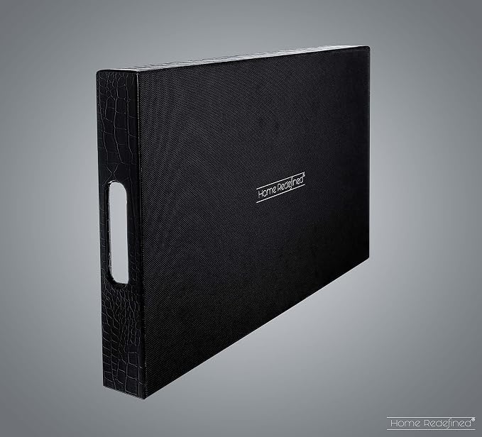 Home Redefined 17.5"x12" Silver & Black Glossy Crocodile Faux Leather Serving - Image 5