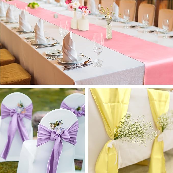 Aneco 4 Pack Satin Table Runner 12 x 108 Inch Pastel Rainbow Long Bright Silk - Image 6