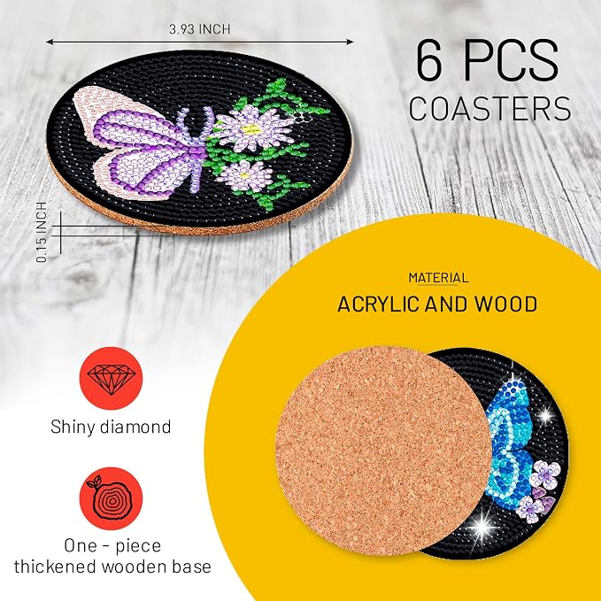 6 Pcs Butterfly Shaped Diamond Painting Kits, Diamond Painting Kits - Image 6
