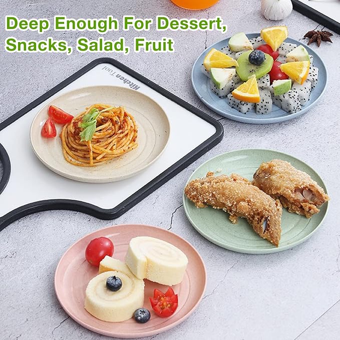 Mfacoy 6 Pack Unbreakable Dinner Plates, 10 Inch Wheat Straw, Reusable Deep - Image 4