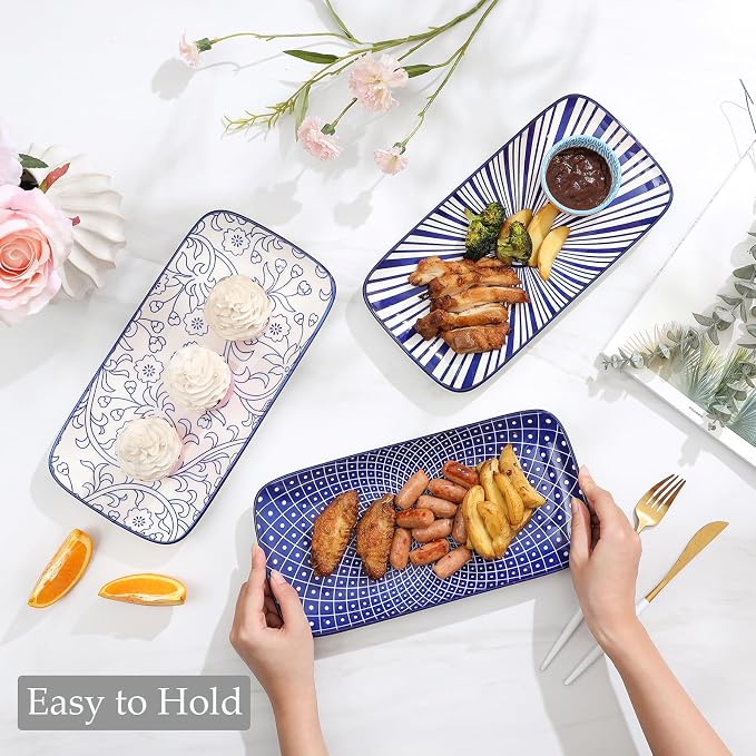 Selamica Ceramic Rectangular Serving Platters Set of 4, 12 Inch Serving - Image 6
