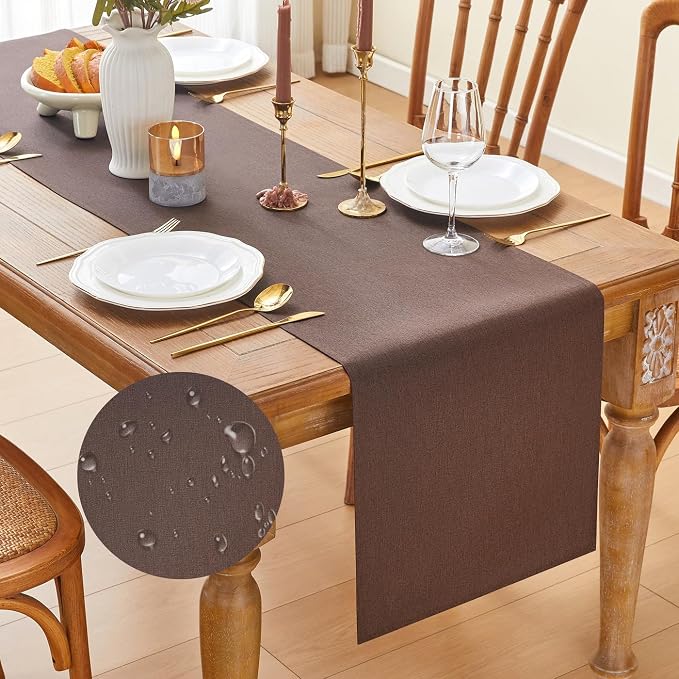 YATOJUZI Brown Table Runner Seasonal Autumn Kitchen Dining Coffee Table by YATOJUZI