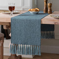 Blue Table Runners 48 Inches Long, Burlap Linen Style Rustic Farmhouse Table by ZEEMARTONLINE