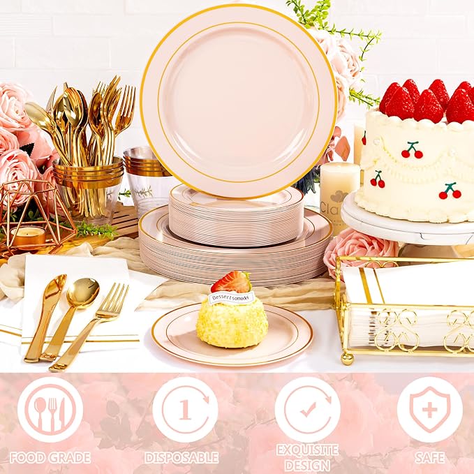 GATHER 700PCS Pink Plastic Plates 100 Guest - Image 6