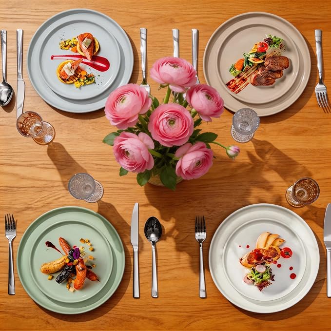 LIANYU 6 PCS Ceramic Dinner Plates Set, 10.5 Inch Round Stoneware Plates - Image 8
