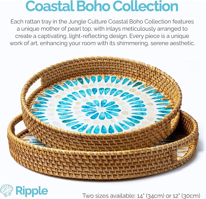 JUNGLE CULTURE Round Rattan Tray - Image 2