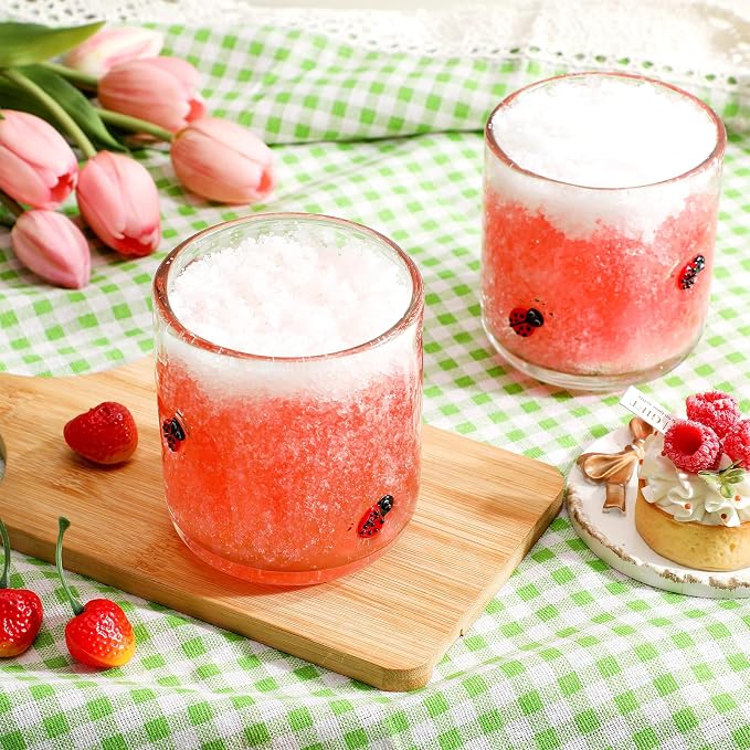 SiliFine 2 Pcs Ladybug Icon Juice Glasses - 14oz Cute Ladybug Stemless Wine - Image 5