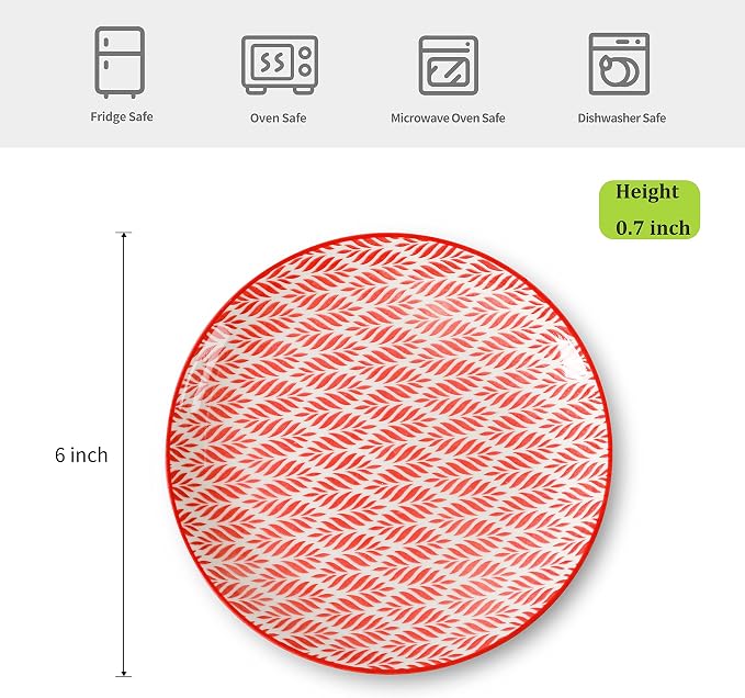 Selamica Ceramic Dessert Plates Set of 6, 6 Inch Mini Dinner Plates - Image 4