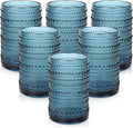 ZMOWIPDL Drinking Glasses Set of 6, 15 oz Blue Hobnail Glass Cups | Vintage by ZMOWIPDL