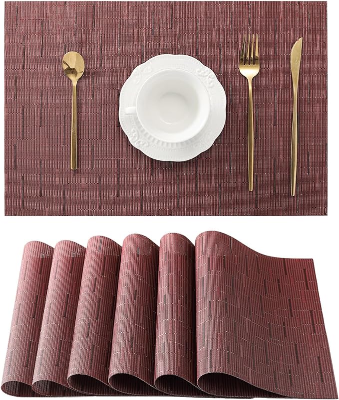 Leetaltree Burgundy Placemats Set of 6 by Leetaltree-ArtatEveryTable
