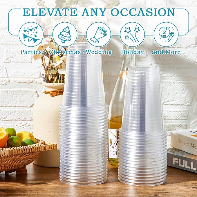 Turbo Bee 200Pack 16oz Disposable Plastic Cups, PET Crystal Plastic Water Party - Image 5