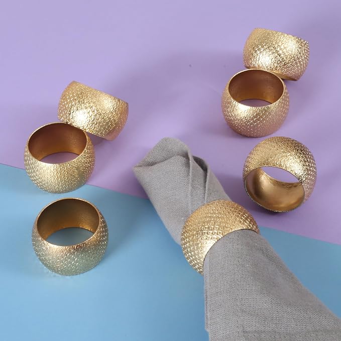 Napkin Rings Set of 12 Metal Napkin Holder Buckles Round Serveitte Rings - Image 5