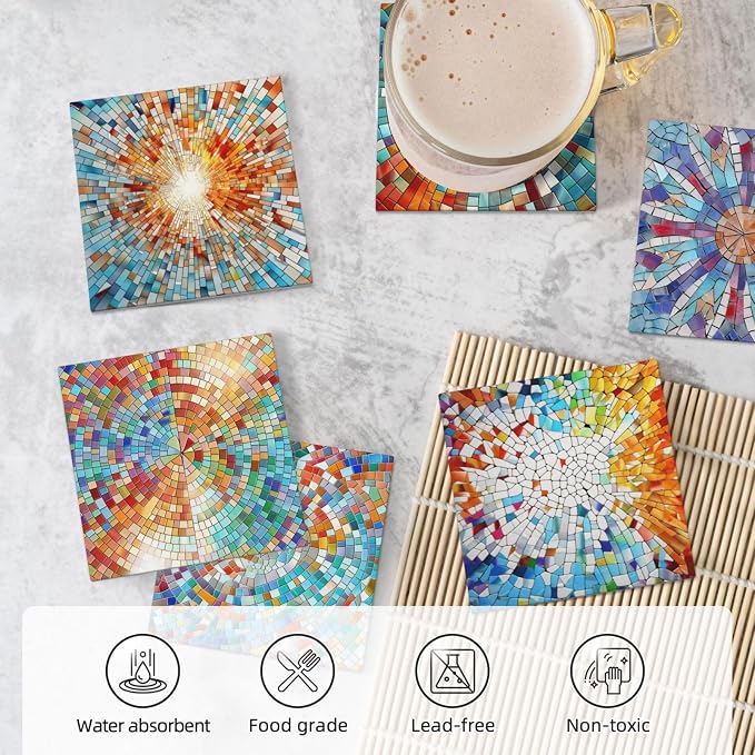 Coasters Set of 6, Coasters for Drinks Absorbent Stone - Image 6