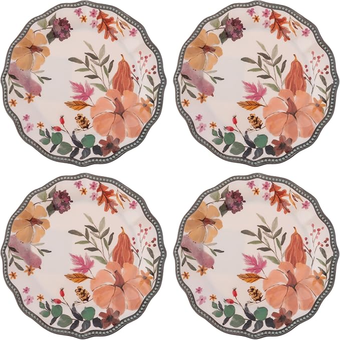 Karma, 8.75 inches Melamine Salad Plates Set of 4, Reusable Dishwasher Safe by KarmaGifts