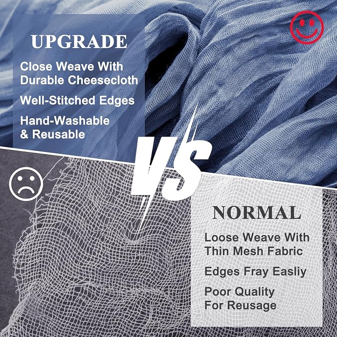 Cheesecloth Table Runner Blue 10FT Boho Gauze Runner, 12 Pack | 120 Inch Cheese - Image 4
