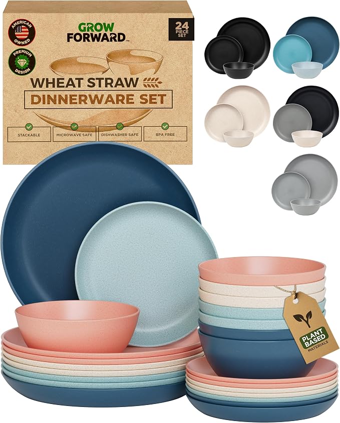 Grow Forward 24-piece Premium Wheat Straw Dinnerware Sets by GrowForward