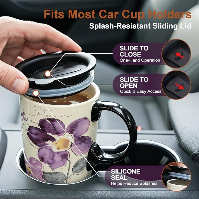 Topadorn Set of 2 Ceramic Travel Mugs - Image 3