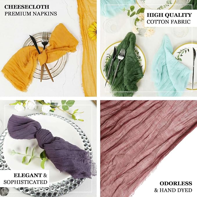 Efavormart 5 Pack 24"x19" Ivory Matte Gauze Cheesecloth Napkins, Classic Cotton - Image 3
