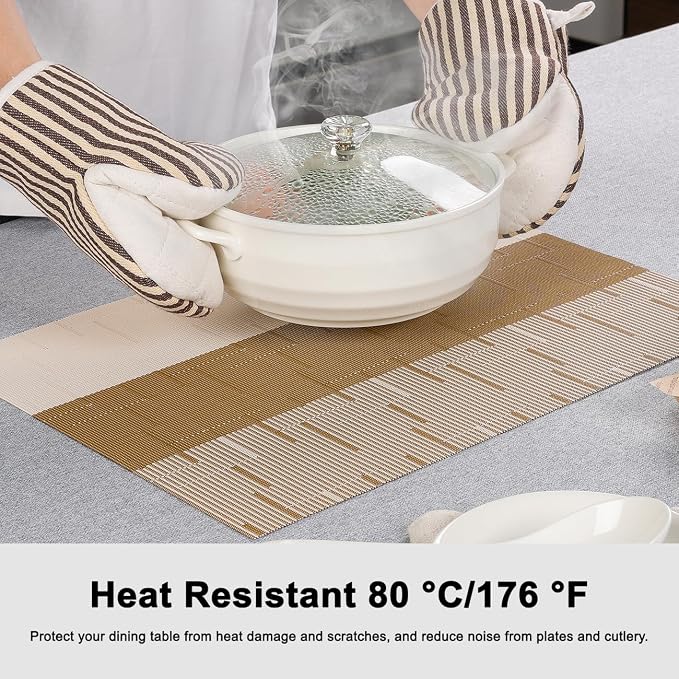 Placemats Set of 8, Vinyl Woven Heat-Resistant Place Mats | Washable Wipeable - Image 5