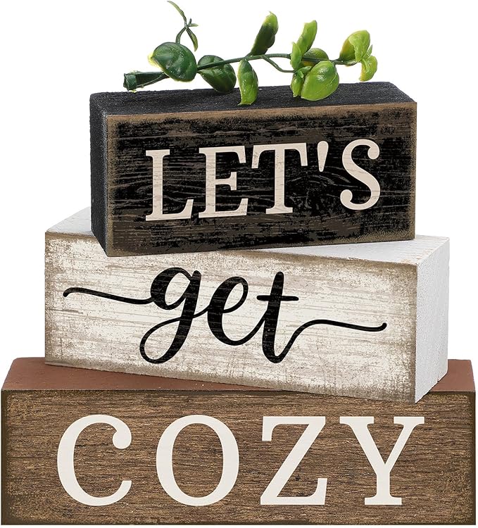 Moucuny 4 Pcs Farmhouse Table Decor Inspirational Wooden Signs Rustic by Moucuny