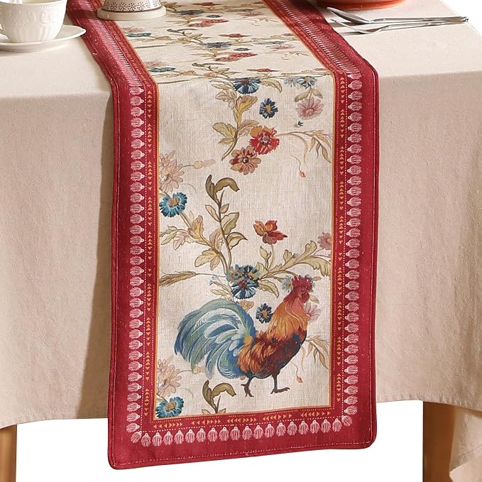 patdrea Designer Farmhouse Linen Extra Long Table Runner, Rustic Cottage Mauve by patdrea