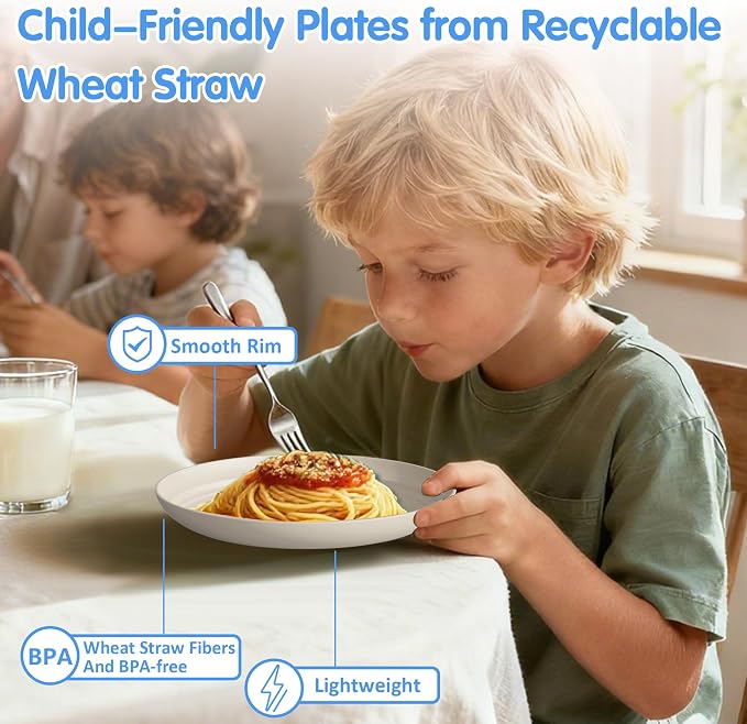 Quatish 10 PCS Unbreakable Reusable Plastic Plates, 8 inch Dishwasher & - Image 5
