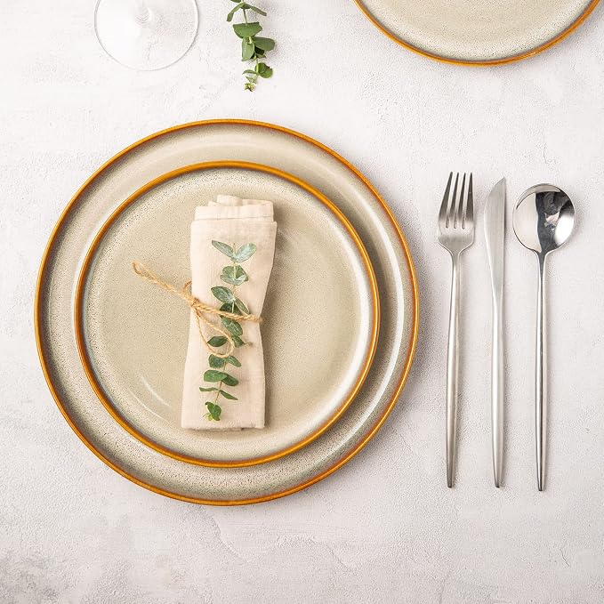 LERATIO Ceramic Plate Set of 6, 8.5 Inch Reactive Glaze Salad Plates | Modern - Image 6