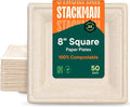 100% Compostable Square Paper Plates by StackMan