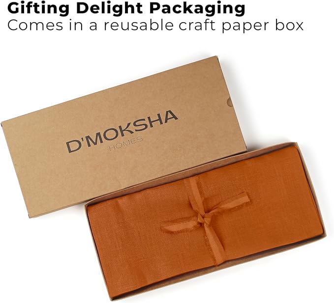 Classic Linen™ by D'Moksha Rust Table Runner 48 Inches, 100% Pure Linen - Image 5
