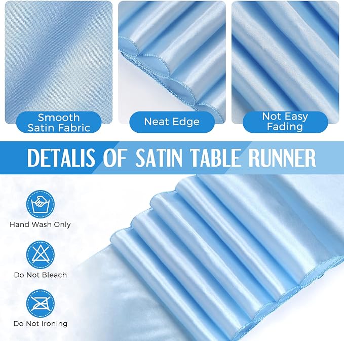 8 Pack Winter Baby Blue and White Disposable Plastic Tablecloths and Satin - Image 4