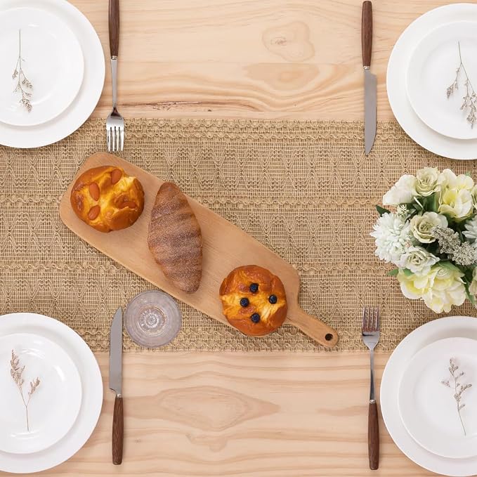 Burlap Boho Table Runner for Summer Home Decor 36 Inches Long, Easter Modern - Image 7