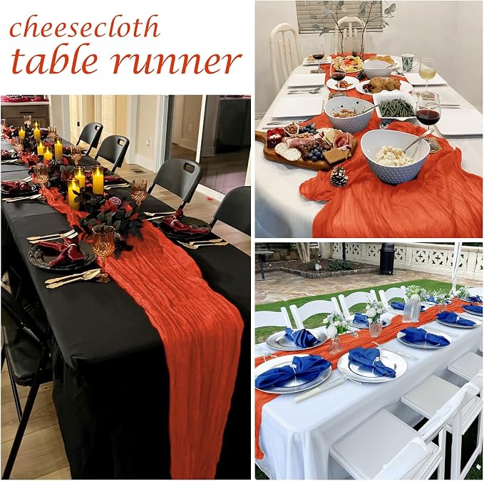 25 Pack Orange Cheesecloth Table Runner 17 x 108 Inch Gauze Table Runner Fabric - Image 7