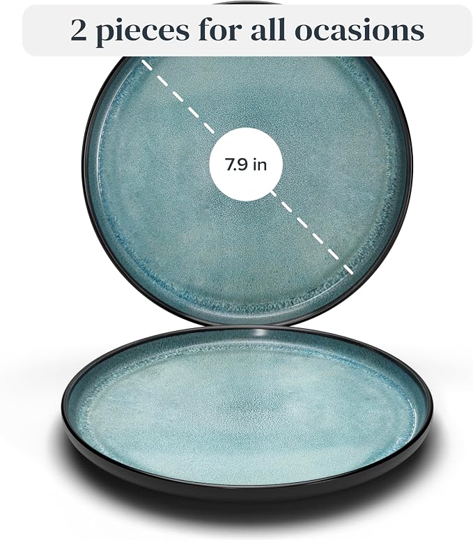 PURE LIVING INTERIOR DESIGN Stoneware small dinner plates set 2 pcs – 7.5" dark - Image 3