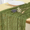 8 Pack Olive Green Cheesecloth Table Runner 120 Inch Boho Wedding Decor | by Fixwal