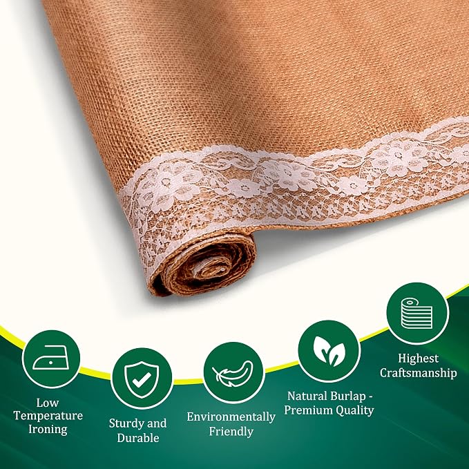 Burlap Lace Table Runner – 14”x 72” - Image 3