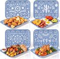 4 Pieces Mexican Serving Trays Blue Fiesta Melamine Platters Reusable Rectangle by Tiangrid